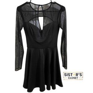 B Darlin Fit N' Flare Dress w/ Mess Sleeves, Juniors 1/2